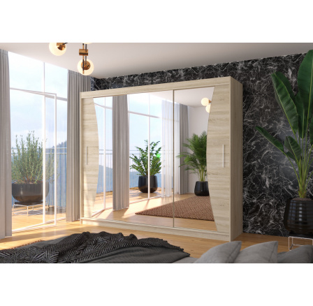 Posuvná skříň se zrcadlem DIEGO 250 Sonoma+Sonoma