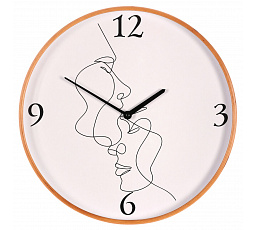 Hodiny nástěnné - pr. 40 cm, MDF a dřevěný rám, motiv tváří