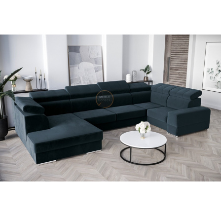 Rohová sedací souprava ROYAL MAX I 210x375x185 - modrá , pravá