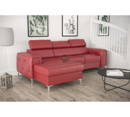 Rohová sedací souprava ORION MINI s funkcí spaní 255x165 cm přírodní kůže - červená kůže, levá