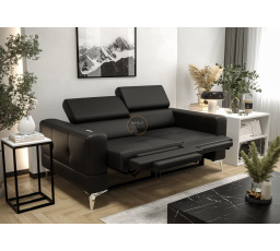 Sofa TOSCANIA II , relax 185 cm přírodní kůže - černá kůže