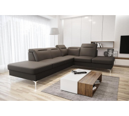Rohová sedací souprava OSLO 295x220 přírodní kůže - pravá, hnědá kůže