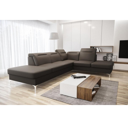 Rohová sedací souprava OSLO 295x220 přírodní kůže - pravá, hnědá kůže