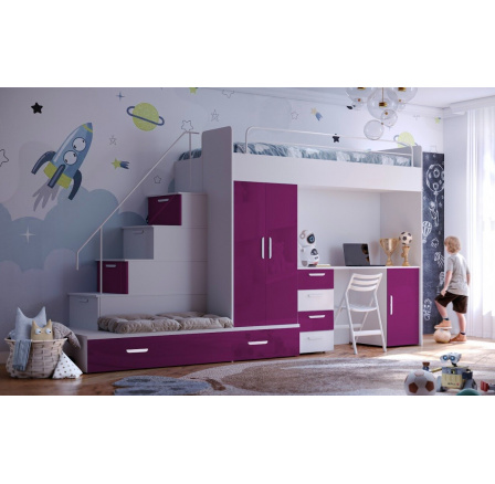 Postel PARADISE 5, Bílá Fialová Lesk