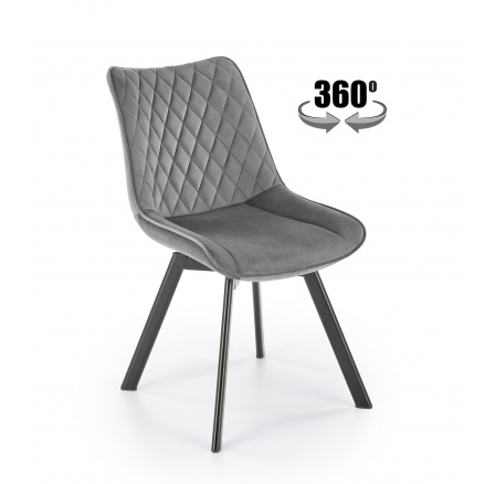 Jídelní otočná židle K520, Šedá/Černá
