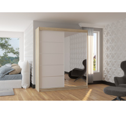 Posuvná skříň se zrcadlem CARO 180 Sonoma+White