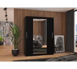 Posuvná skříň se zrcadlem INESS 150 Černá+Černá