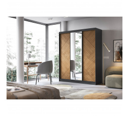 Posuvná skříň MARRPHY III, Dub Karamel/Černá Mat