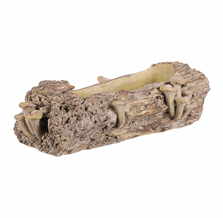 Obal betonový - truhlík, dřevo s houbami, vel. M, hnědý