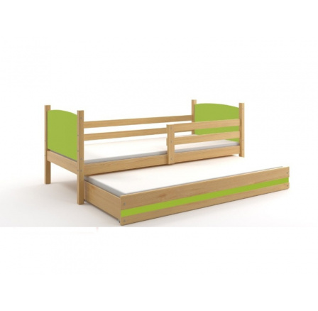 Postel z masivu pro 2 děti TAMI 2 - Buk/Zelená