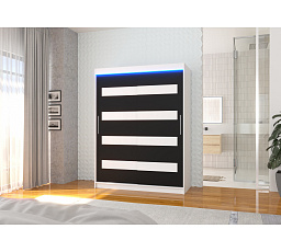 Posuvná skříň s lacobelem a LED osvětlením MARTINEZ 150 Bílá+Černá