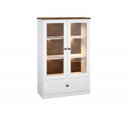 Vitrína LILLE 05, Bílý mat/Dub Lefkas