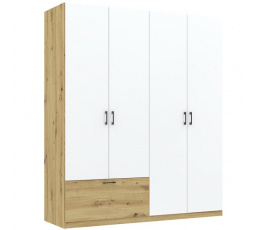 Šatní skříň ALTA 4D1S, Dub Artisan/Bílá