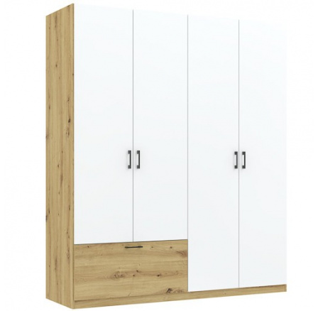 Šatní skříň ALTA 4D1S, Dub Artisan/Bílá