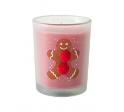 Vánoční červená svíčka s perníčkem