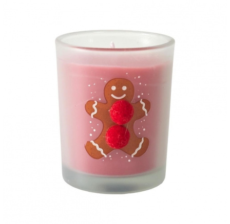 Vánoční červená svíčka s perníčkem