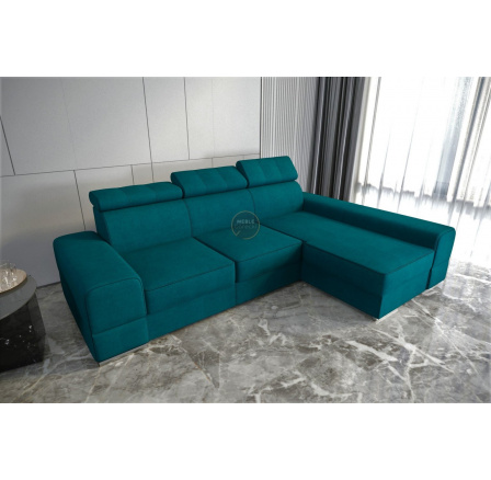 Rohová sedací souprava ROYAL 295×185 - pravá, tyrkysová