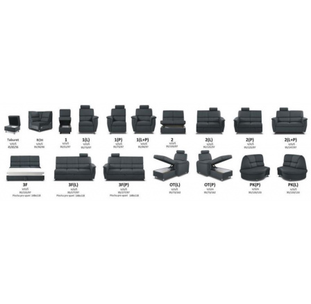 DUO EVER - Rohovka 2(P) - OT (L) + Opěrka hlavy navíc / Taburet / 2x Křeslo - Látka Inari 23 DUO EVER - Rohovka 2(P) - OT (L) + Opěrka hlavy navíc / Taburet / 2x Křeslo - Látka Inari 23
