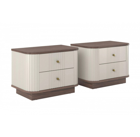 2 x VESPER NOČNÍ STOLEK 56 2SZ - kašmír mdf / ořech / zlaté úchyty / sokl