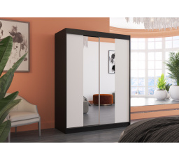 Posuvná skříň se zrcadlem FEVER 150 Černá+Bílá