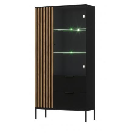 Vitrína MEORATI 100, Černá/Dub Artisan Vitrína MEORATI 100, Černá/Dub Artisan