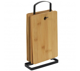 Sada 6 bambusových prkének na krájení na stojanu