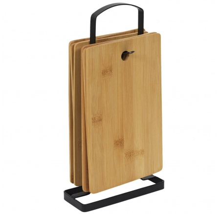 Sada 6 bambusových prkének na krájení na stojanu