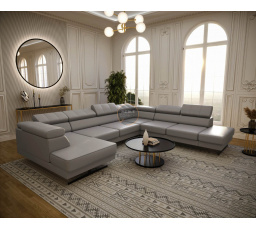 Rohová sedací souprava EMPORIO MAX II 300X350X180 přírodní kůže - šedá kůže , pravá
