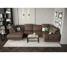 Rohová sedací souprava MALIBU MAX II 180x350x182 cm přírodní kůže - Hnědá kůže, Pravá strana