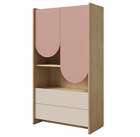 Knihovna Leya R6 dub cremona/macadamia/pudrová růžová Knihovna Leya R6 dub cremona/macadamia/pudrová růžová