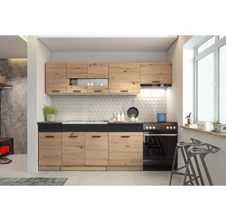 Kuchyňská linka ALINA 240, Dub Artisan/Černý mat