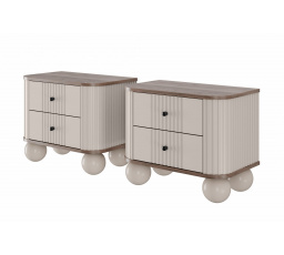 Sada nočních stolků Vesper, kašmír / ořech / černé úchyty