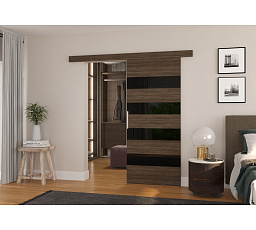 Posuvné dveře na stěnu MILOU 86 Choco+Black Lacobel