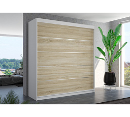 Šatní skříň s posuvnými dveřmi ESTEVA 200 Bílá+Sonoma