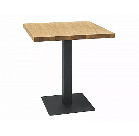 Jídelní stůl PURO, přírodní dýha, dub/černý, 60x60 cm