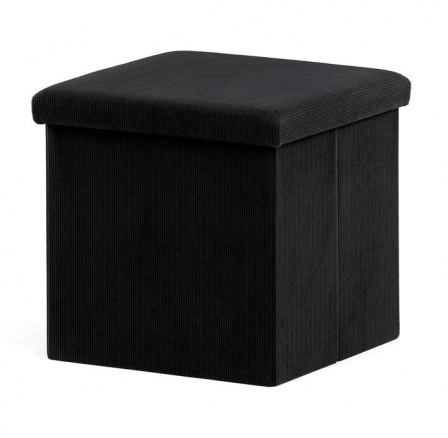 Taburet s úložným prostorem, černá, manšestrová látka, TAB-471 BK6