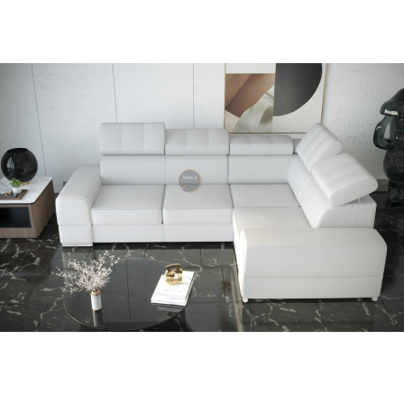 Rohová sedací souprava ROYAL II 280×210 přírodní kůže - bílá kůže , pravá