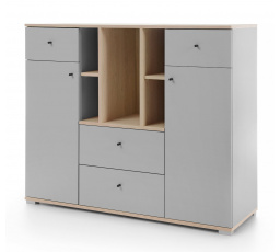 Komoda ORO - OR4, Dub piškotový/Šedá