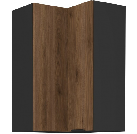 Horní rohová skřínka MONZA - 60 x 60 GN-90 2F (90°), Černá mat/Ořech Horní rohová skřínka MONZA - 60 x 60 GN-90 2F (90°), Černá mat/Ořech