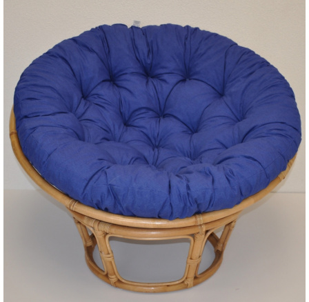Ratanový papasan 110 cm medový polstr tmavě modrý melír