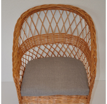 Polstr na křeslo z vrbového proutí - látka šedý melír Polstr na křeslo z vrbového proutí - látka šedý melír