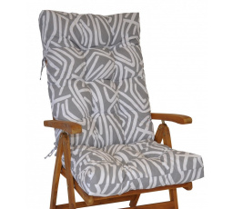 Polstr na teakové zahradní křeslo vysoké - šedobílá mozaika