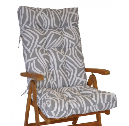 Polstr na teakové zahradní křeslo vysoké - šedobílá mozaika