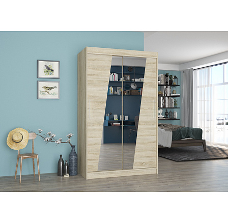 Posuvná skříň se zrcadlem TEXAS 120 Sonoma+Sonoma