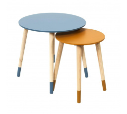 Sada 2 stolků Trundle modrý a oranžový
