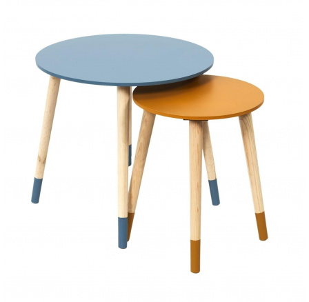 Sada 2 stolků Trundle modrý a oranžový