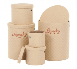 Koš prádelní - látka, kulatý, béžový, cena za sadu 5 ks