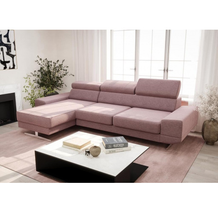 Rohová sedací souprava MILANO MINI 270 cm - růžová, levá