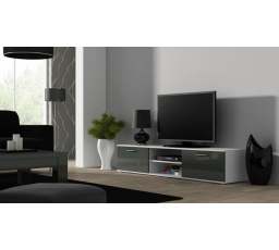 Tv komoda SOHO 180, bílá / šedý lesk