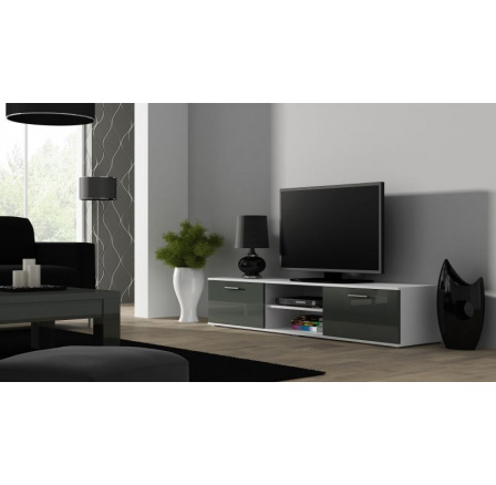 Tv komoda SOHO 180, bílá / šedý lesk Tv komoda SOHO 180, bílá / šedý lesk